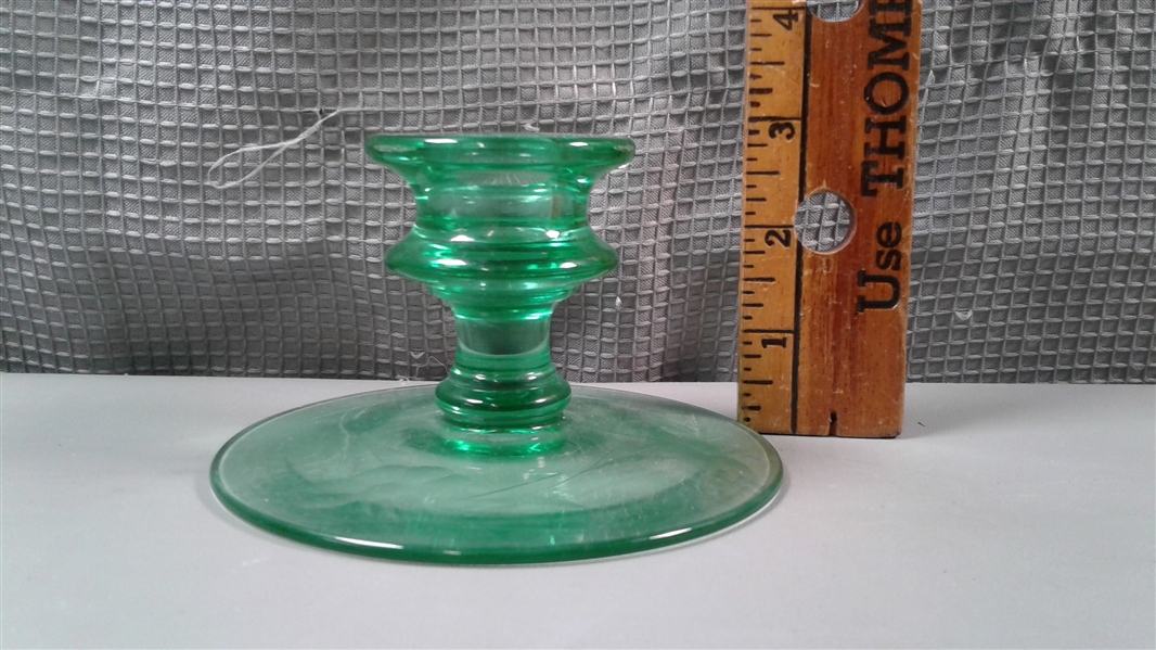 Vintage Green Depression Vaseline Glass