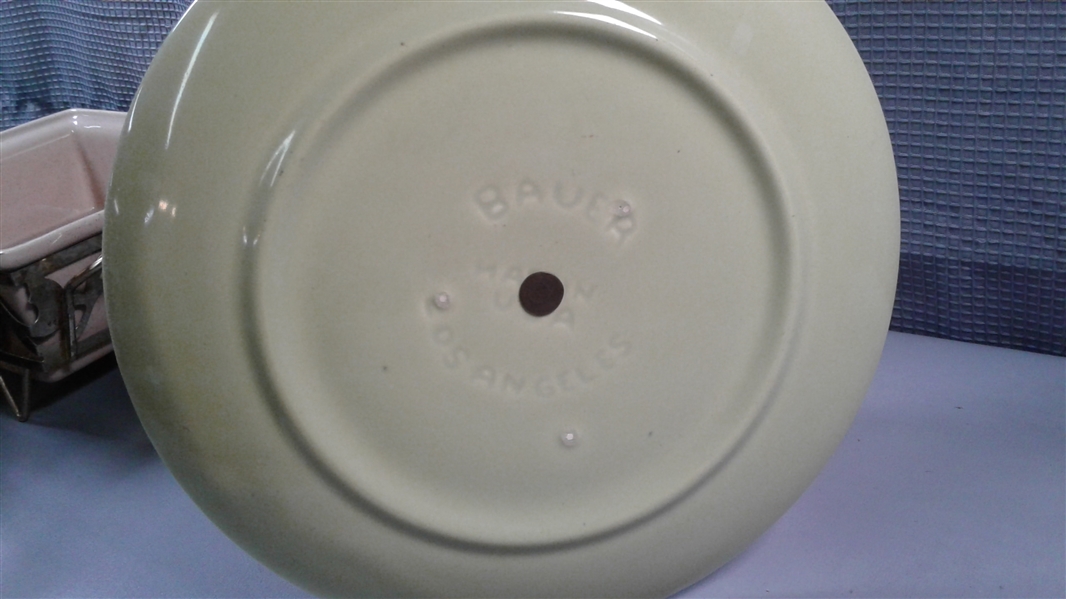 Vintage Bauer Pottery- Casserole Dishes and 3 Tiered Tray