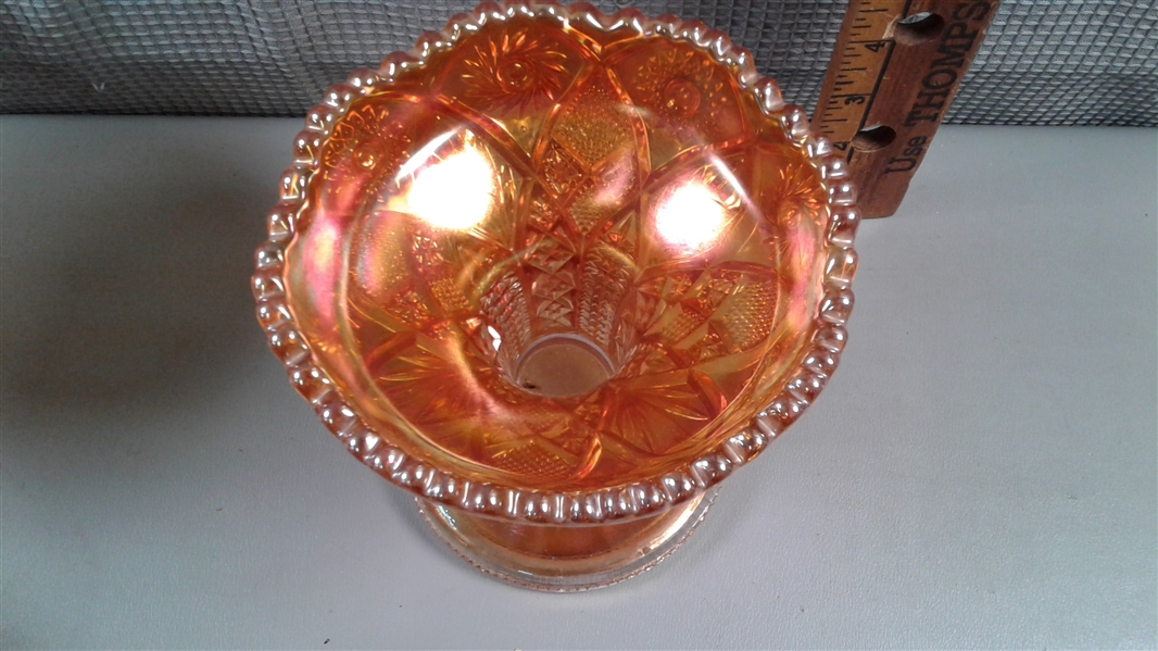 Vintage Orange Carnival Glass and Orange/Peach Lustre