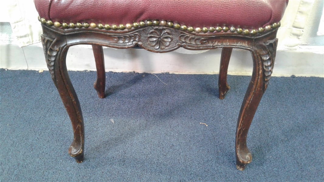 Vintage Queen Anne Footstool w/Nail Heads
