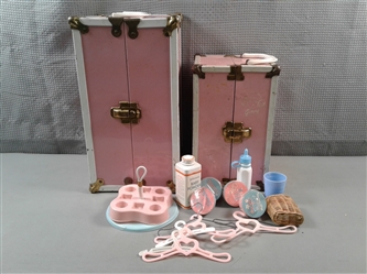 Vintage Doll Trunks with Doll Accessories