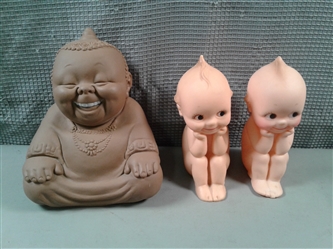 Vintage Kewpie Dolls and Rose ONeill Ho Ho RARE Buddha 