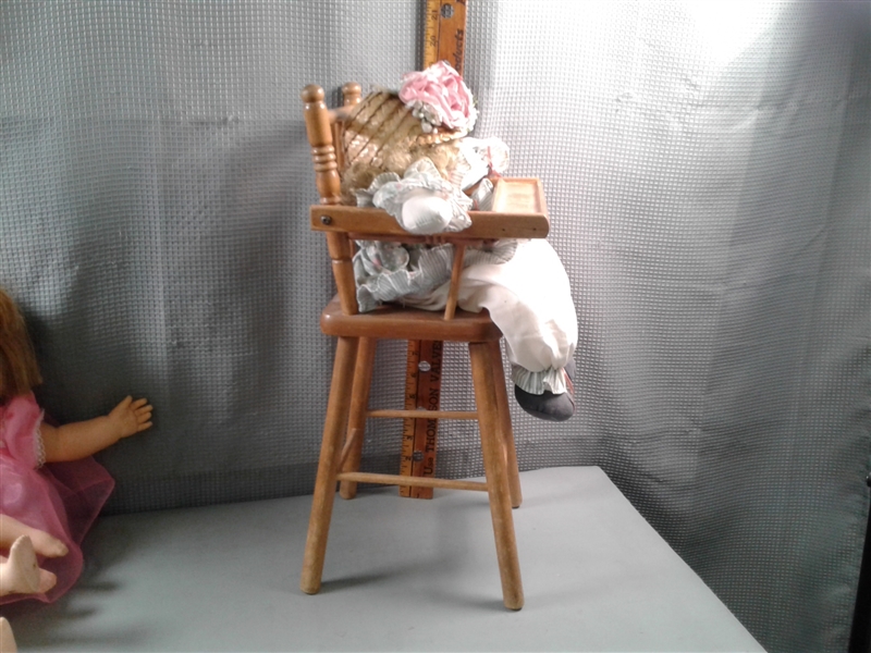 Vintage Doll High Chair and Dolls-Rococo, Mattel etc.