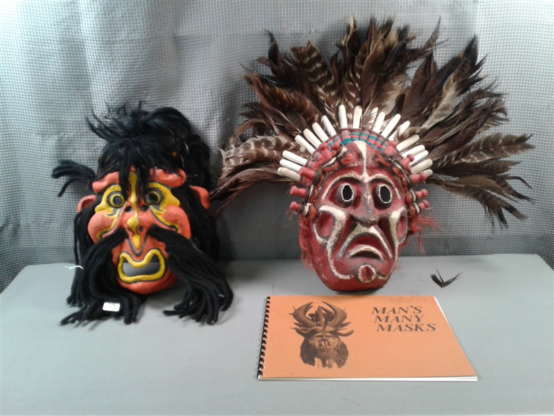 2 Hand Made Masks and Book 