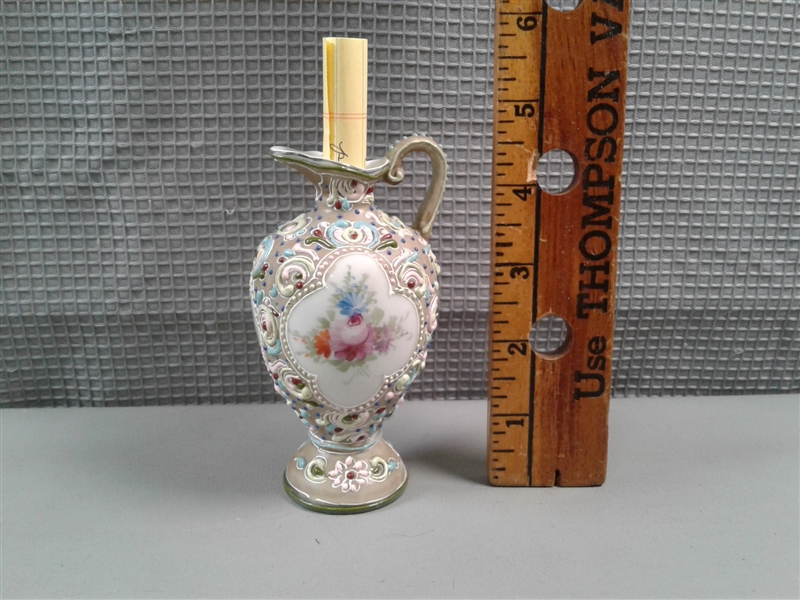  Vintage Cased French Cameo Vase, Small Moriage Vase