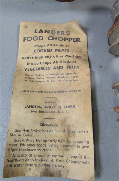 Vintage White Mountain Apple Parer Corer & Slicer & Landers Food Chopper 31