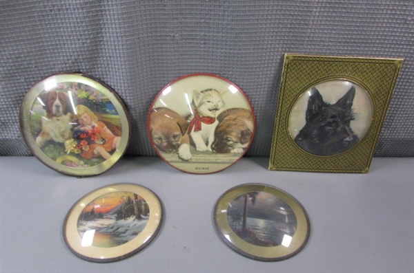 Vintage Bubble Glass Scenery and Animal Pictures
