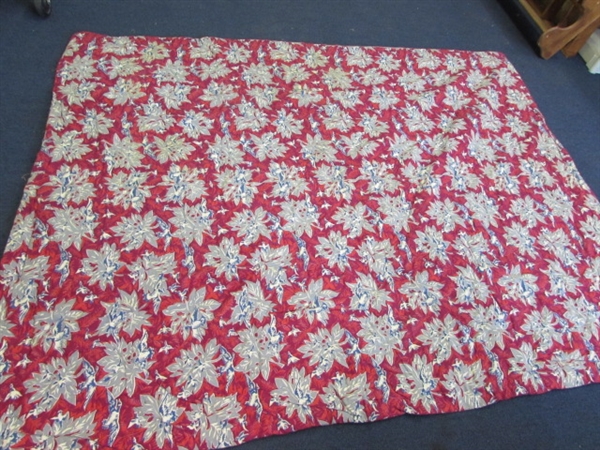 Vintage Handmade Patchwork Wool & Flannel Quilt