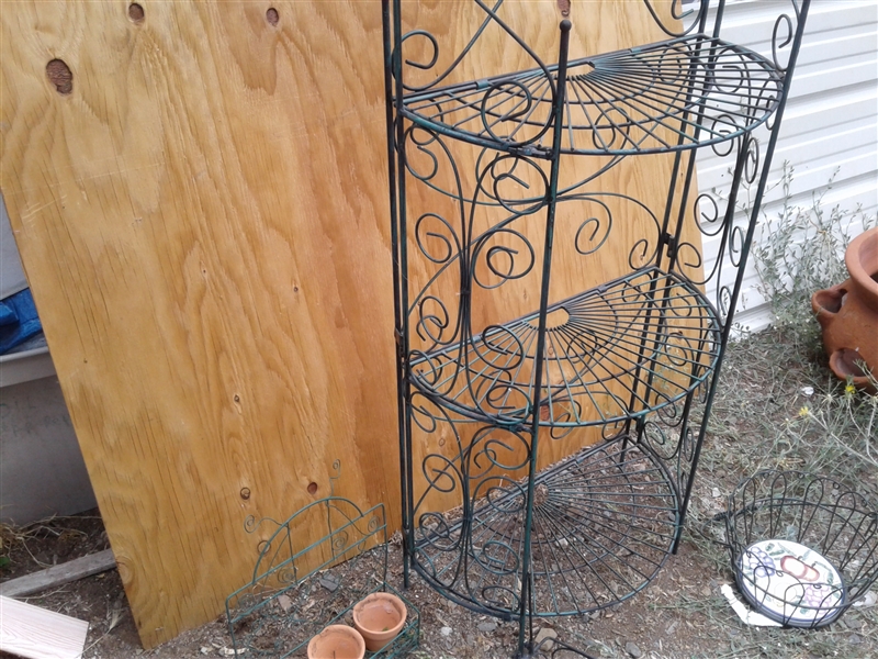 Wire Shelf, Planter, & Baskets