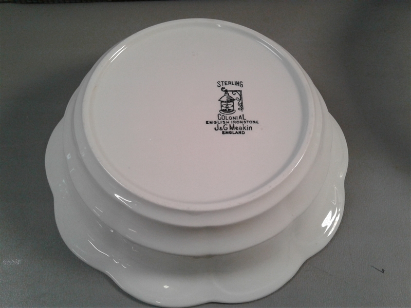 Pyrex and Sterling Colonial English Ironstone Dish