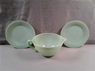 Vintage Fire King Jade-Ite Batter Bowl & Jane Ray Jade-Ite Fire King Salad Plates