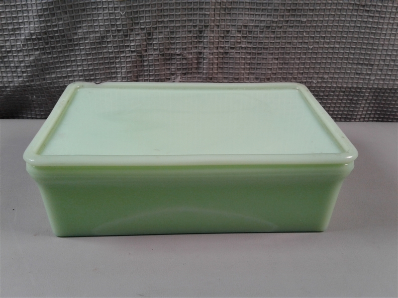 Vintage McKee Jadeite Refrigerator Dish with Lid