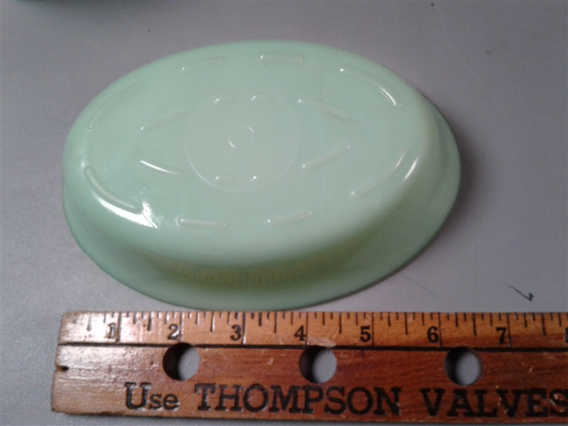 Vintage McKee Jadeite Bowls, Oval Dish, and Lid