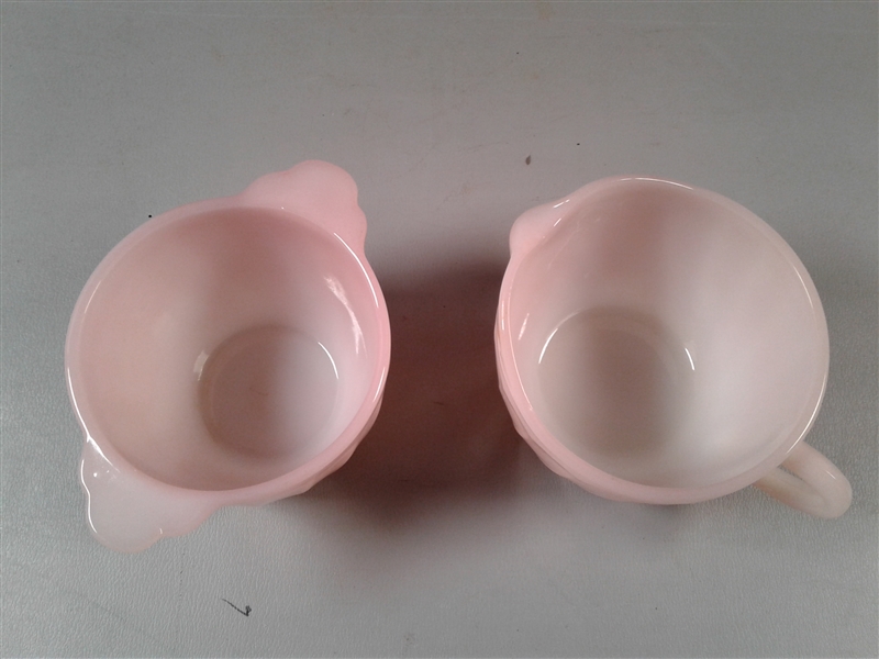 Vintage Fire King Pink Swirl Creamer and Sugar