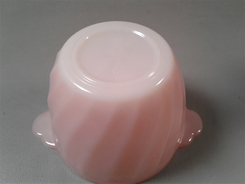 Vintage Fire King Pink Swirl Creamer and Sugar