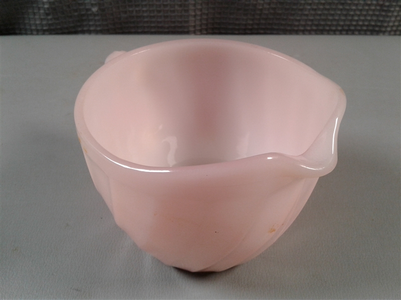 Vintage Fire King Pink Swirl Creamer and Sugar