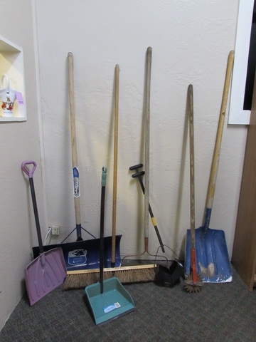 SHOVELS, BROOM, RAKE & MORE