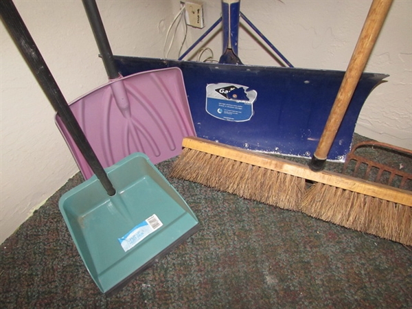 SHOVELS, BROOM, RAKE & MORE