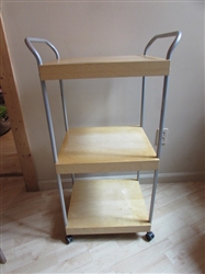 ROLLING KITCHEN CART WITH WOOD SHELVES
