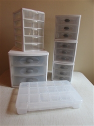 ASSORTED SMALL PLASTIC STORAGE DRAWERS