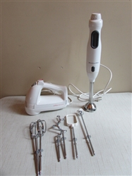 KITCHENAID IMMERSION BLENDER & SUNBEAM HAND MIXER WITH ASSORTED BEATERS