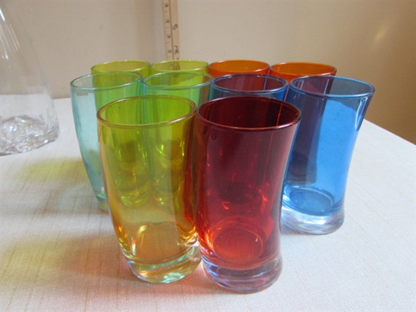 GLASS WATER PITCHER, STEMWARE, COLORED GLASSES & MORE