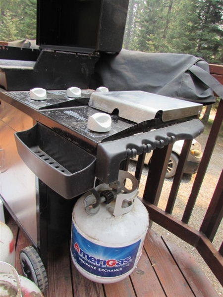 WEBER PROPANE BBQ WITH SIDE BURNER, ACCESSORIES, COVER & MORE