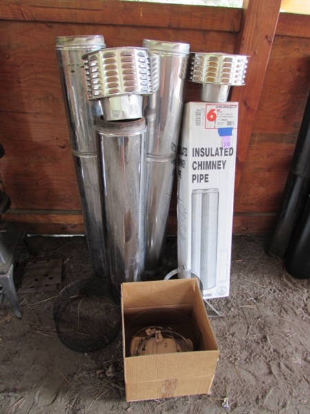 6 INSULATED CHIMNEY/ STOVE PIPE, CAPS, SPARK ARRESTERS