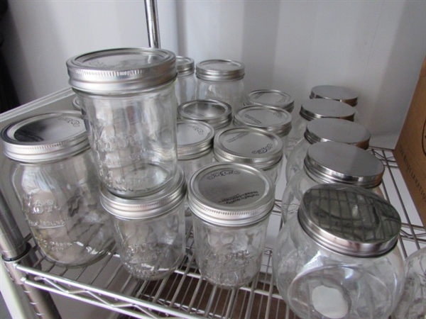 LARGE ASSORTMENT OF JARS AND CONTAINERS