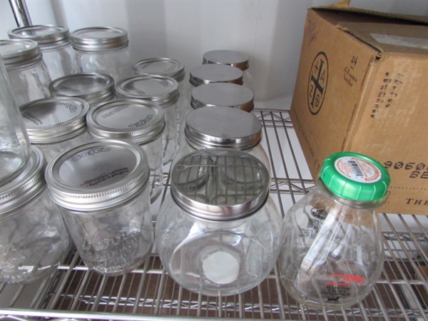 LARGE ASSORTMENT OF JARS AND CONTAINERS