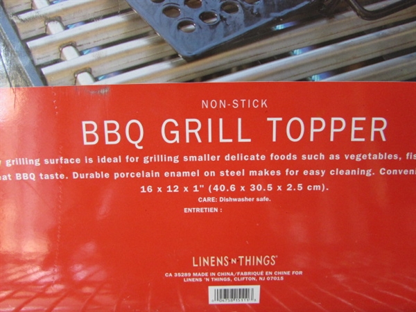 2 NEW BBQ GRILL TOPPERS & NON-STICK ROASTING PAN