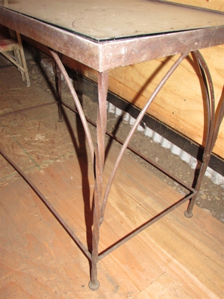 WROUGHT IRON TABLE WITH GLASS TOP