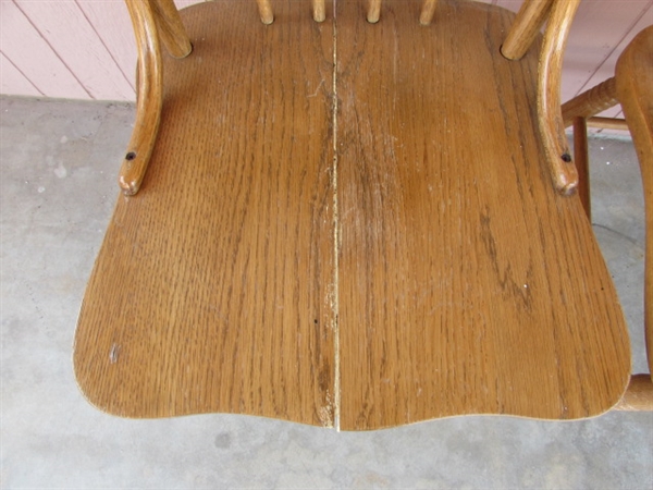 Three Wood Dining Room Chairs W/Carved Backs