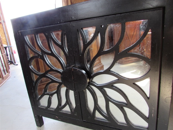 Black Wood Cabinet w/Mirrored Front