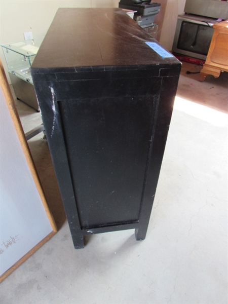 Black Wood Cabinet w/Mirrored Front