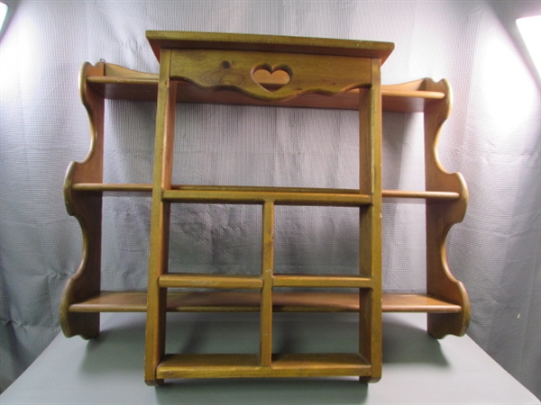 2 Wooden Wall Display Shelves