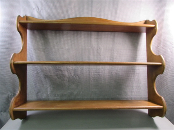 2 Wooden Wall Display Shelves