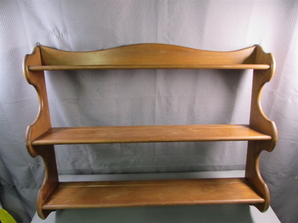 2 Wooden Wall Display Shelves