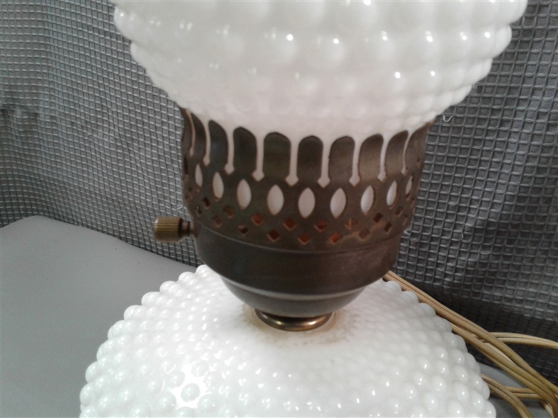 Vintage Hobnail Milk Glass Lamps