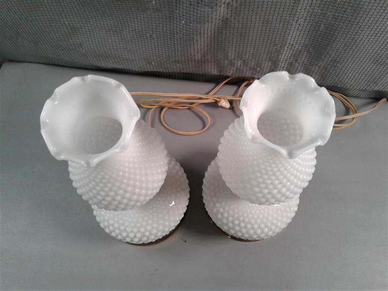 Vintage Hobnail Milk Glass Lamps