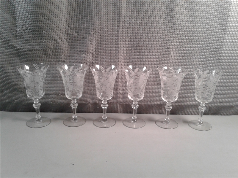 Vintage Bell Flower Crystal Goblets Set of 6