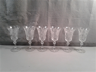 Vintage Bell Flower Crystal Goblets Set of 6