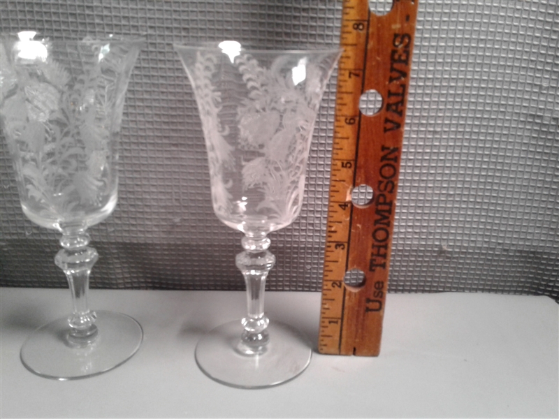 Vintage Bell Flower Crystal Goblets Set of 6