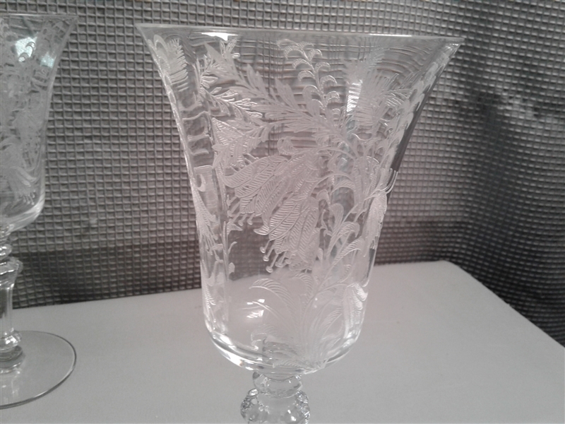 Vintage Bell Flower Crystal Goblets Set of 6