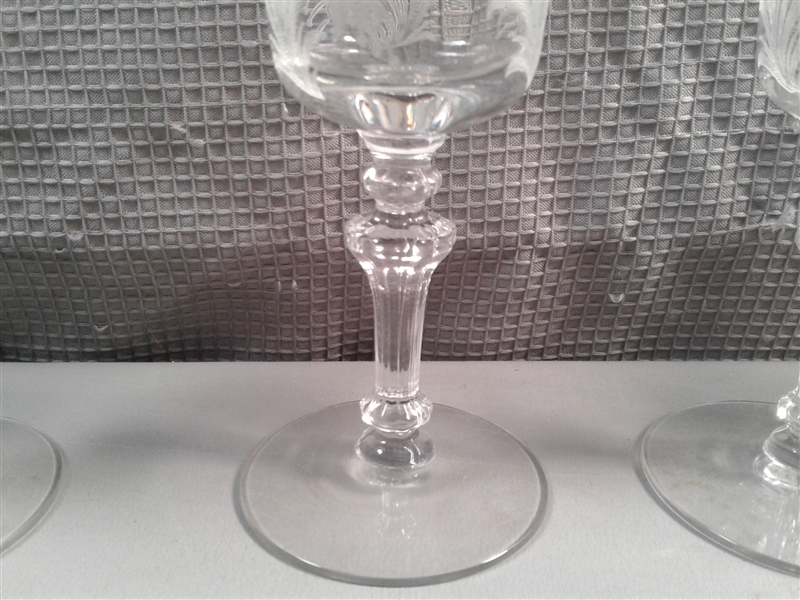 Vintage Bell Flower Crystal Goblets Set of 6