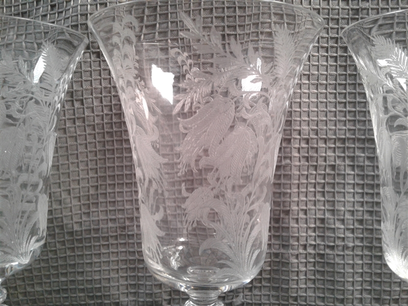 Vintage Bell Flower Crystal Goblets Set of 6