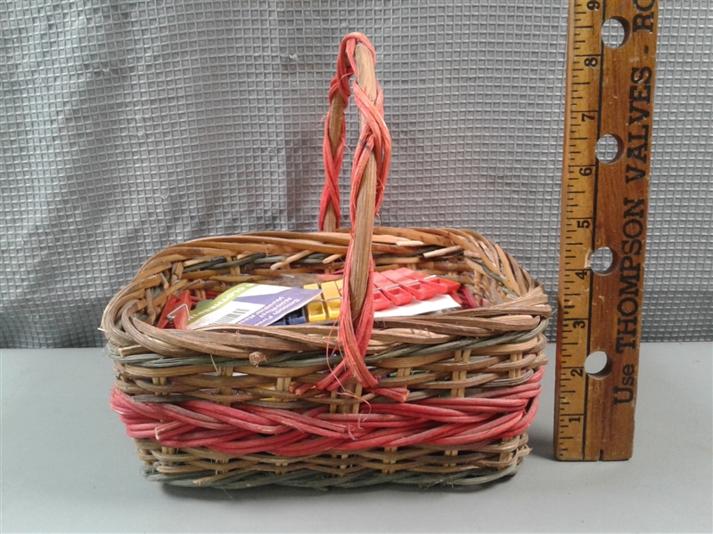 Vintage Washboard, Laundry Bag, Clothes Pins and Clothes pin Holder 