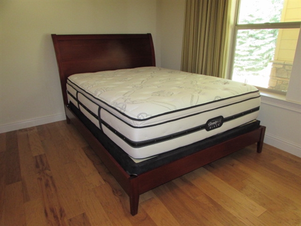 Queen Sleigh Bed frame & Box Spring Only - NO MATTRESS