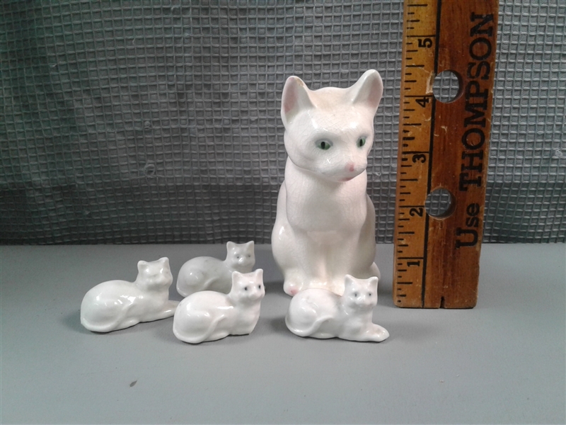 Cat Book Ends, Glass Cats, Dogs and a Corner Shelf 