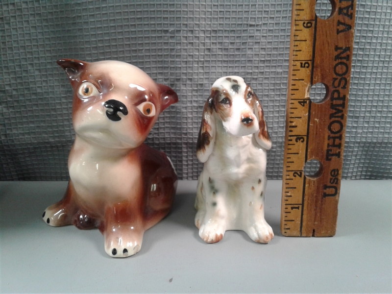 Cat Book Ends, Glass Cats, Dogs and a Corner Shelf 